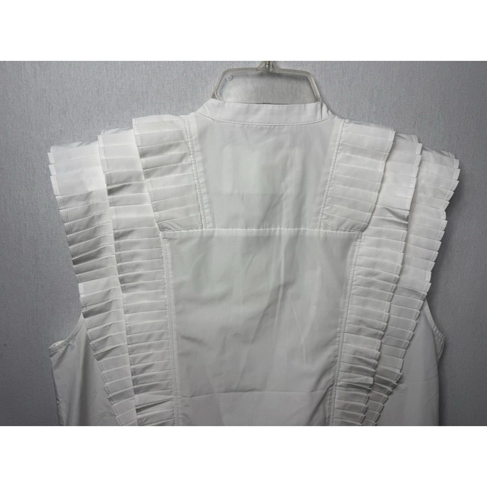 Maeve Anthropologie White Sleeveless Ruffled Blouse Large New - Picture 8 of 14